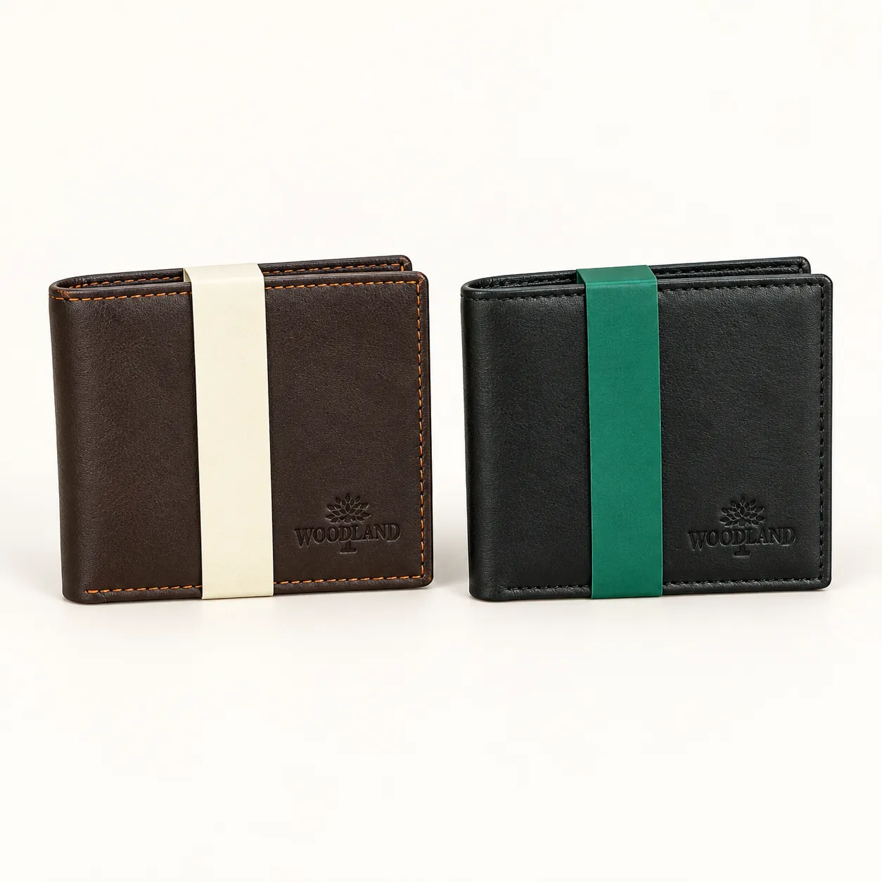 Woodland Rugged Leather Bi-Fold Wallet with ID Window